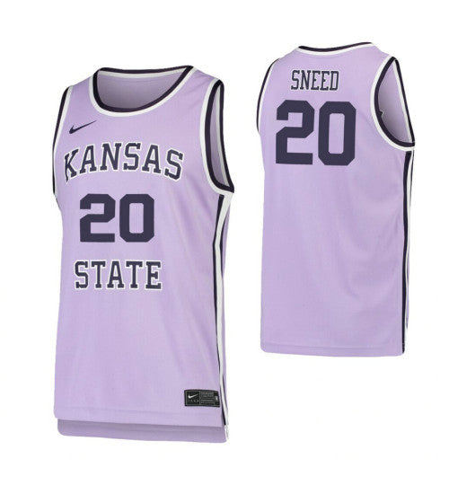 Kansas State Wildcats 20 Xavier Sneed Purple College Basketball Jersey 2182 retro stitched fan jersey RTJ10467 image 1