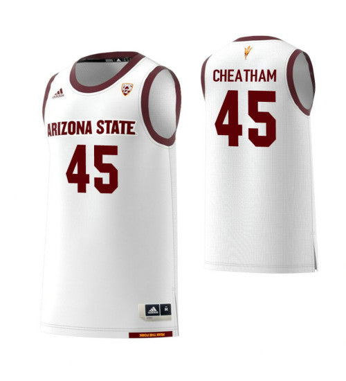 Arizona State Sun Devils 45 Zylan Cheatham College Basketball Jersey White retro stitched fan jersey RTJ6560 image 1