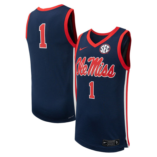 Ole Miss Rebels #1 Replica Navy Basketball Jersey | RTJ14186