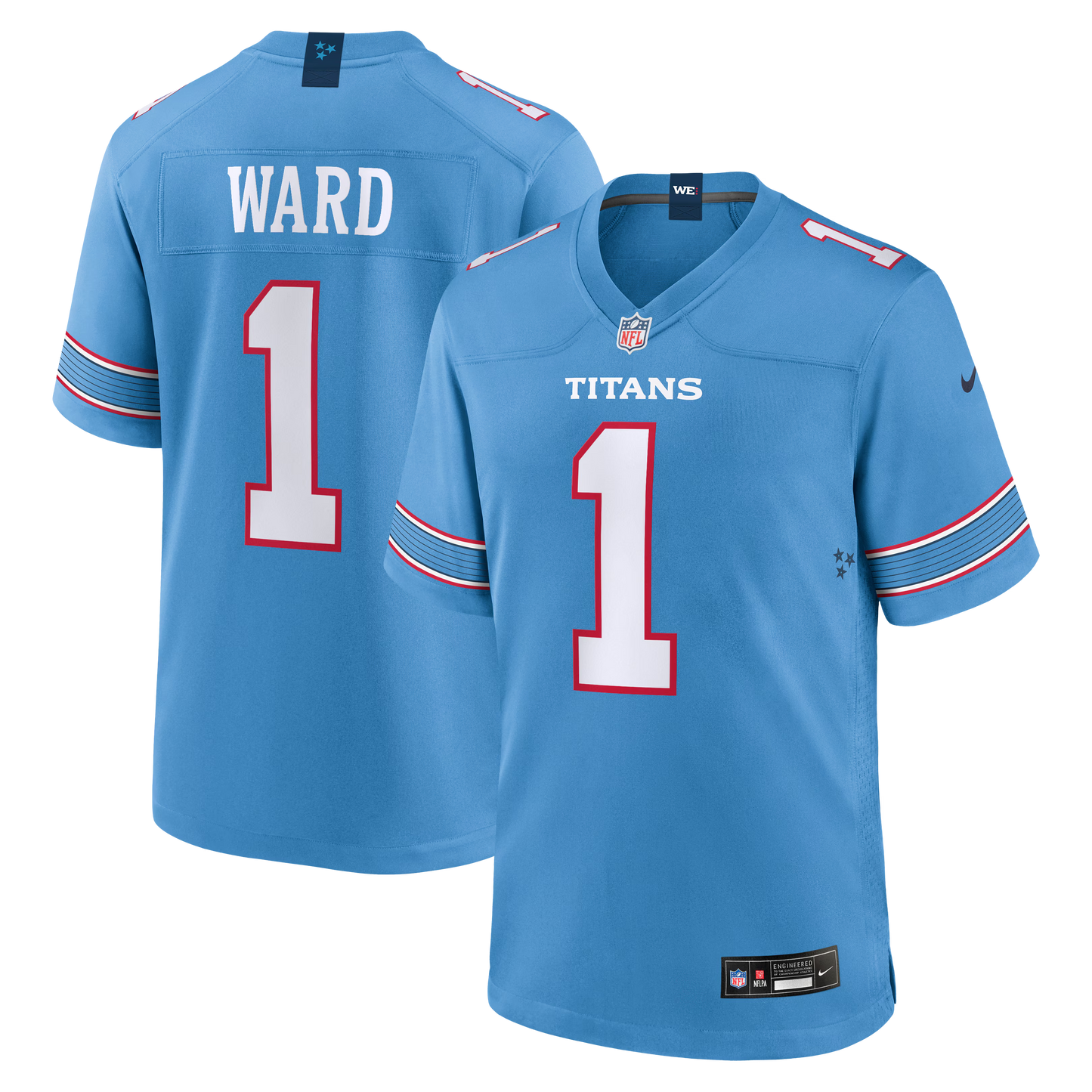 Cameron Ward #1 Tennessee Titans Light Blue Game Jersey | Football Fan Jersey