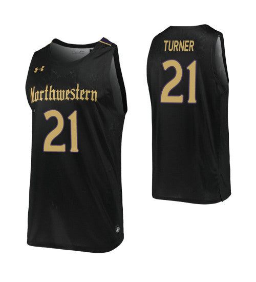 Northwestern Wildcats 21 Aj Turner Black College Basketball Jersey retro stitched fan jersey RTJ3004 image 1