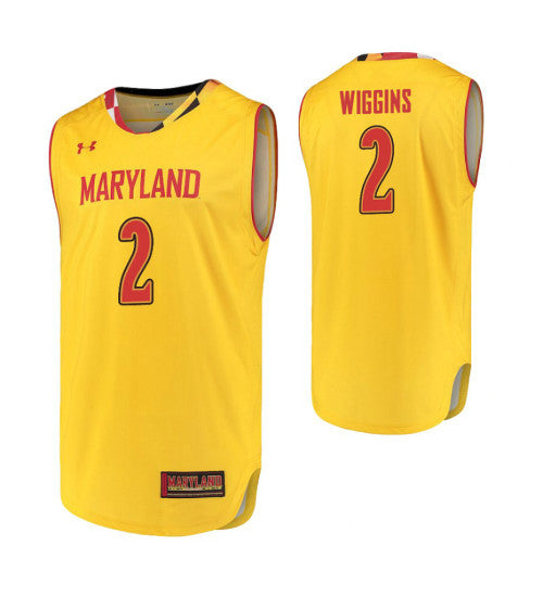 Maryland Terrapins 2 Aaron Wiggins Yellow College Basketball Jersey 8529 retro stitched fan jersey RTJ4120 image 1