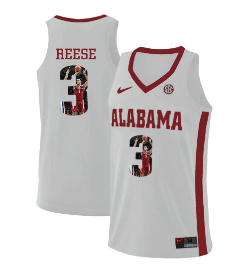 Alabama Crimson Tide 3 Alex Reese College Basketball Jersey White 5957 retro stitched fan jersey RTJ6692 image 1