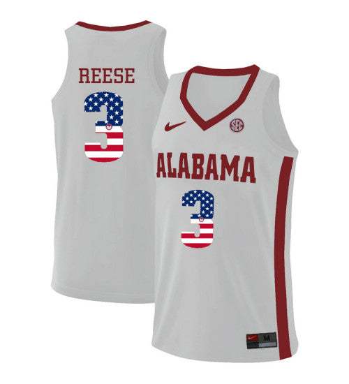 Alabama Crimson Tide 3 Alex Reese College Basketball Jersey White 49 retro stitched fan jersey RTJ12600 image 1