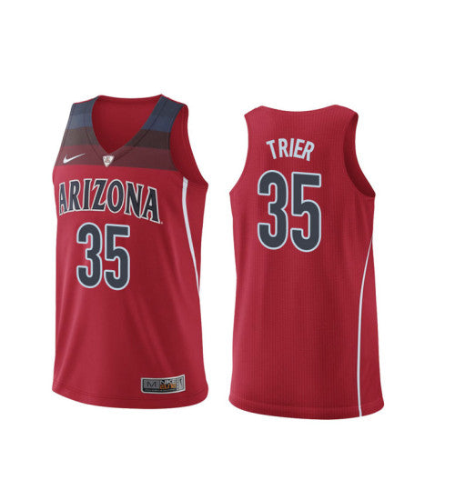 Arizona Wildcats 35 Allonzo Trier College Basketball Jersey Red retro stitched fan jersey RTJ12359 image 1