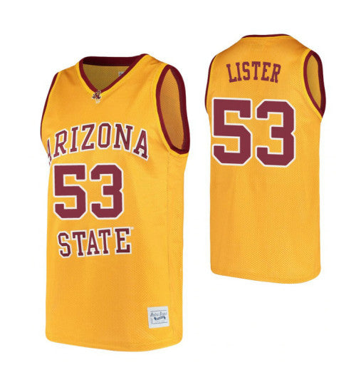 Arizona State Sun Devils 53 Alton Lister Gold College Basketball Jersey retro stitched fan jersey RTJ12483 image 1