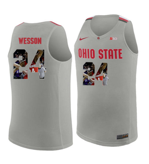 Ohio State Buckeyes 24 Andre Wesson College Basketball Jersey Gray 3999 retro stitched fan jersey RTJ8650 image 1