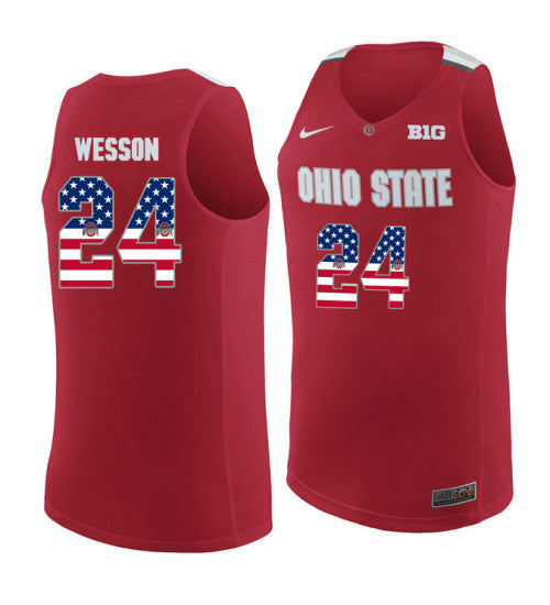 Ohio State Buckeyes 24 Andre Wesson College Basketball Jersey Red 4002 retro stitched fan jersey RTJ8647 image 1