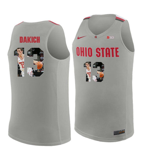Ohio State Buckeyes 13 Andrew Dakich College Basketball Jersey Gray 9755 retro stitched fan jersey RTJ2894 image 1