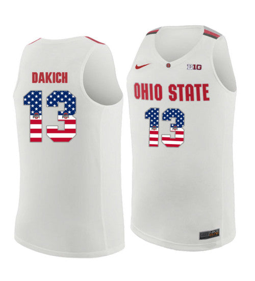 Ohio State Buckeyes 13 Andrew Dakich College Basketball Jersey White 3971 retro stitched fan jersey RTJ8678 image 1