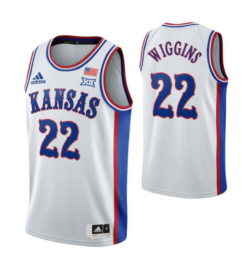 Kansas Jayhawks 22 Andrew Wiggins White College Basketball Jersey retro stitched fan jersey RTJ4753 image 1