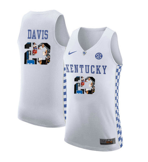 Kentucky Wildcats 23 Anthony Davis College Basketball Jersey White retro stitched fan jersey RTJ10371 image 1