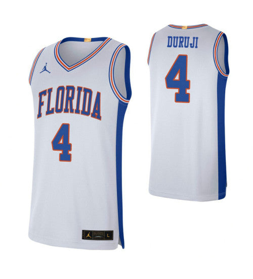 Florida Gators 4 Anthony Duruji Retro Limited College Basketball Jersey White retro stitched fan jersey RTJ11330 image