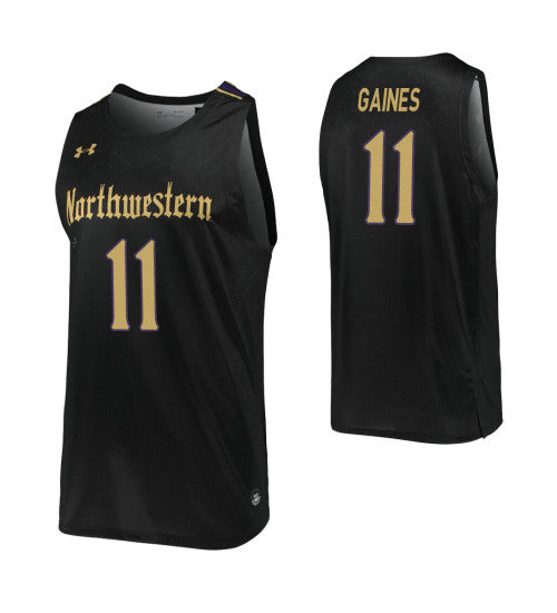 Northwestern Wildcats 11 Anthony Gaines Black College Basketball Jersey retro stitched fan jersey RTJ3012 image 1