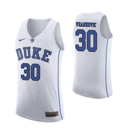 Duke Blue Devils 30 Antonio Vrankovic College Basketball Jersey White retro stitched fan jersey RTJ5634 image 1