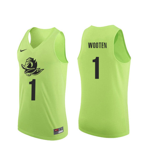 Oregon Ducks 1 Kenny Wooten College Basketball Jersey Apple Green retro stitched fan jersey RTJ2659 image 1