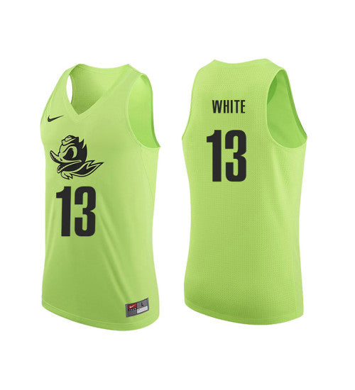 Oregon Ducks 13 Paul White College Basketball Jersey Apple Green 10012 retro stitched fan jersey RTJ2637 image 1