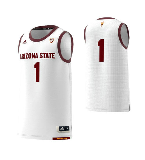 Arizona State Sun Devils 1 Basketball Adidas College Basketball Jersey White retro stitched fan jersey RTJ12543 image 1