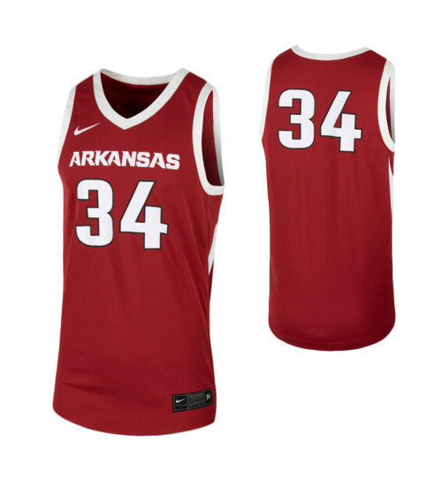 Arkansas Razorbacks 34 College Basketball Jersey Cardinal retro stitched fan jersey RTJ12255 image 1