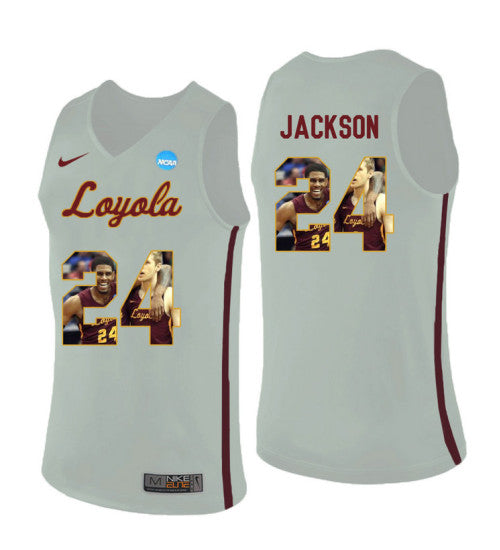 Loyola Chi Ramblers 24 Aundre Jackson College Basketball Jersey White retro stitched fan jersey RTJ10147 image 1