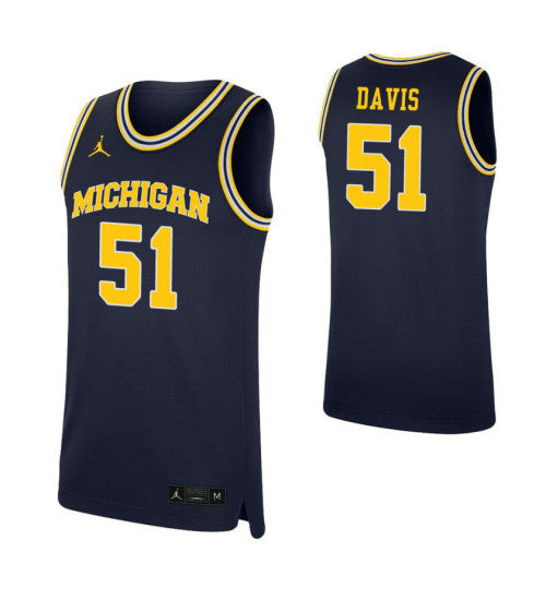Michigan Wolverines 51 Austin Davis Navy College Basketball Jersey 9086 retro stitched fan jersey RTJ3563 image 1