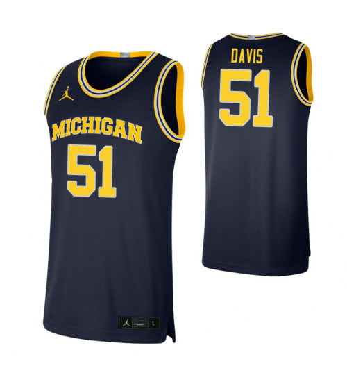 Michigan Wolverines 51 Austin Davis Navy College Basketball Jersey 3273 retro stitched fan jersey RTJ9376 image 1