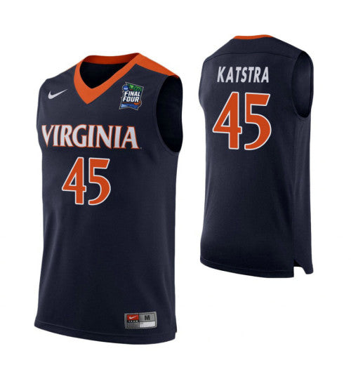 Virginia Cavaliers 45 Austin Katstra Navy College Basketball Jersey retro stitched fan jersey RTJ1349 image 1