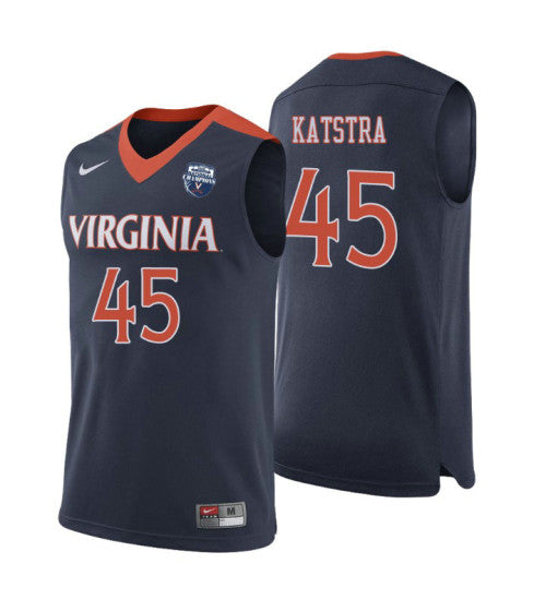 Virginia Cavaliers Austin Katstra Basketball Champions College Basketball Jersey Navy retro stitched fan jersey