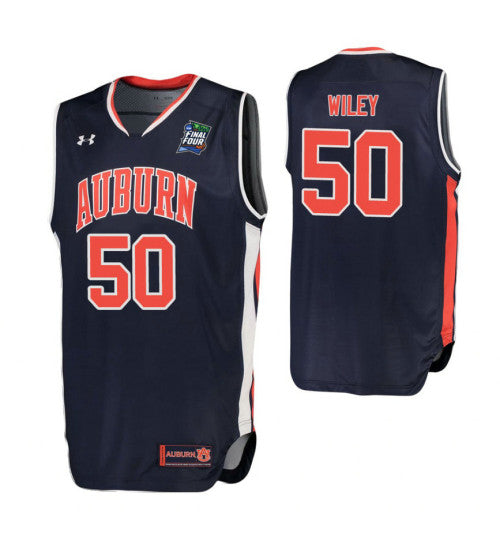 Auburn Tigers 50 Austin Wiley Navy College Basketball Jersey retro stitched fan jersey RTJ12196 image 1