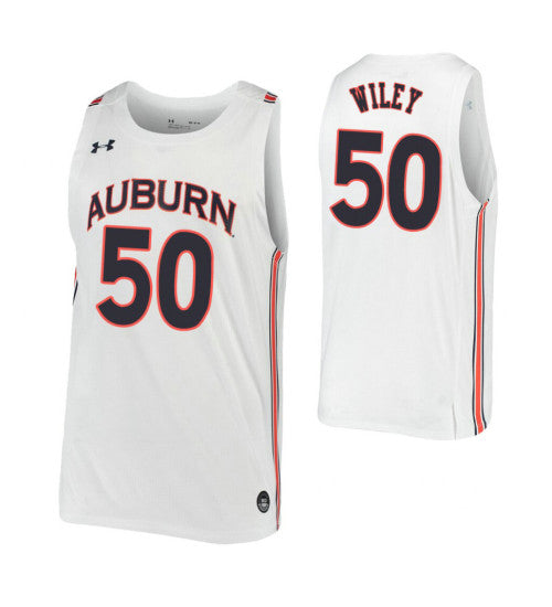 Auburn Tigers 50 Austin Wiley White College Basketball Jersey retro stitched fan jersey RTJ6294 image 1