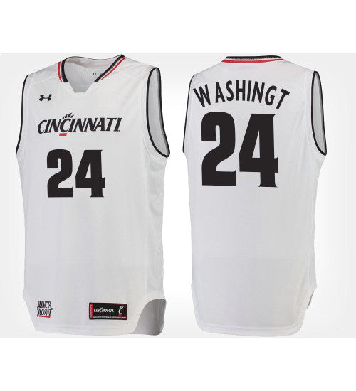 Cincinnati Bearcats 24 Kyle Washington White Road College Basketball Jersey retro stitched fan jersey RTJ11911 image 1