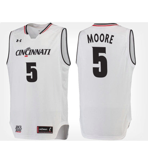 Cincinnati Bearcats 5 Trevor Moore White Road College Basketball Jersey retro stitched fan jersey RTJ11882 image 1