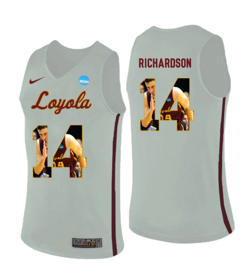 Loyola Chi Ramblers 14 Ben Richardson College Basketball Jersey White retro stitched fan jersey RTJ4305 image 1
