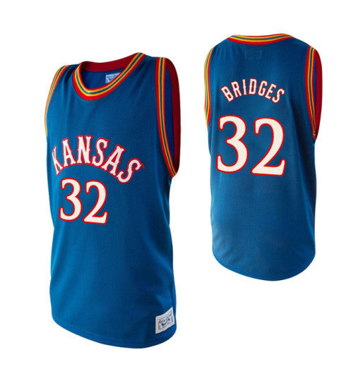 Kansas Jayhawks 32 Bill Bridges Alumni College Basketball Jersey Royal retro stitched fan jersey RTJ4634 image 1