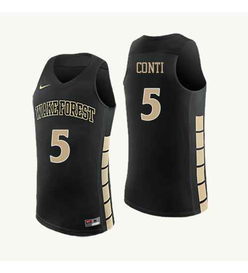 Wake Forest Demon Deacons 5 Gina Conti College Basketball Jersey Black retro stitched fan jersey RTJ1295 image 1