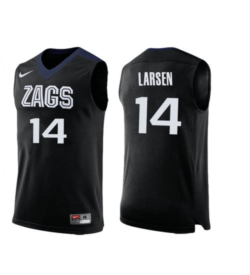 Gonzaga Bulldogs 14 Jacob Larsen College Basketball Jersey Black retro stitched fan jersey RTJ11143 image 1