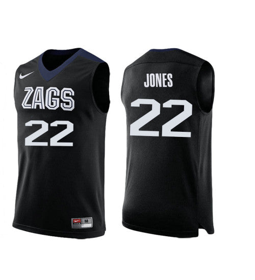 Gonzaga Bulldogs 22 Jeremy Jones College Basketball Jersey Black 1521 retro stitched fan jersey RTJ11128 image 1
