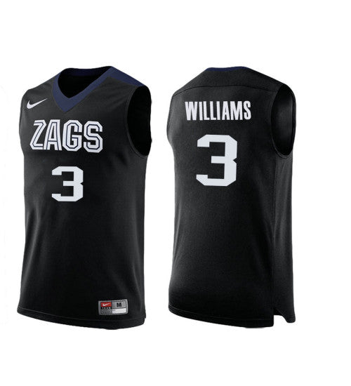 Gonzaga Bulldogs 3 Johnathan Williams College Basketball Jersey Black retro stitched fan jersey RTJ11117 image 1