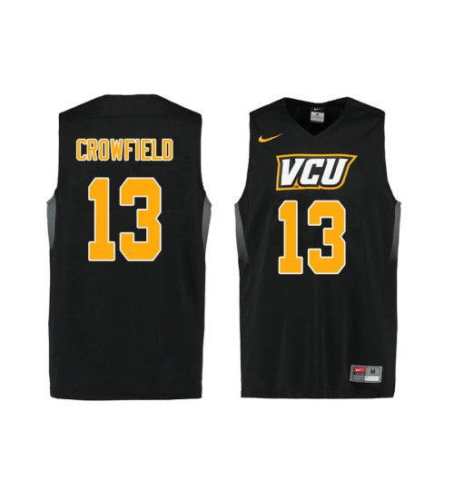 Vcu Rams 13 Malik Crowfield College Basketball Jersey Black retro stitched fan jersey RTJ1519 image 1