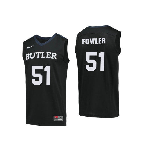 Butler Bulldogs 51 Nate Fowler College Basketball Jersey Black retro stitched fan jersey RTJ12091 image 1