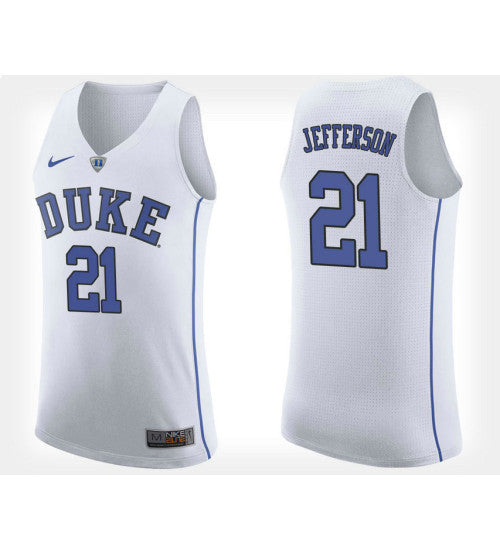 Duke Blue Devils 21 Amile Jefferson White Road College Basketball Jersey retro stitched fan jersey RTJ5651 image 1