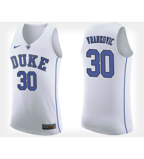 Duke Blue Devils 30 Antonio Vrankovic White Road College Basketball Jersey retro stitched fan jersey RTJ5630 image 1