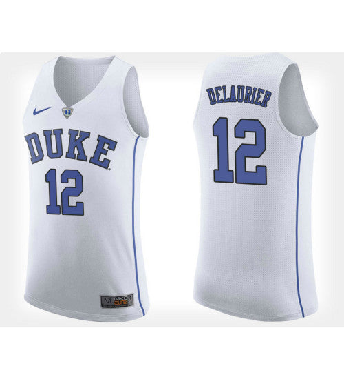 Duke Blue Devils 12 Javin Delaurier White Road College Basketball Jersey retro stitched fan jersey RTJ11593 image 1