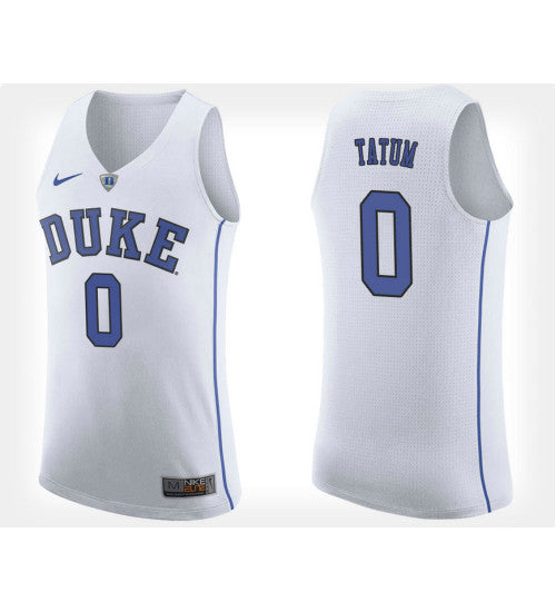 Duke Blue Devils 0 Jayson Tatum White Road College Basketball Jersey retro stitched fan jersey RTJ11639 image 1