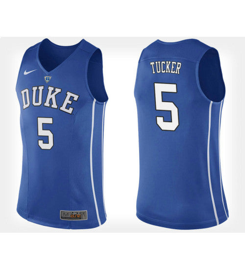 Duke Blue Devils 5 Jordan Tucker Blue Home College Basketball Jersey retro stitched fan jersey RTJ11485 image 1