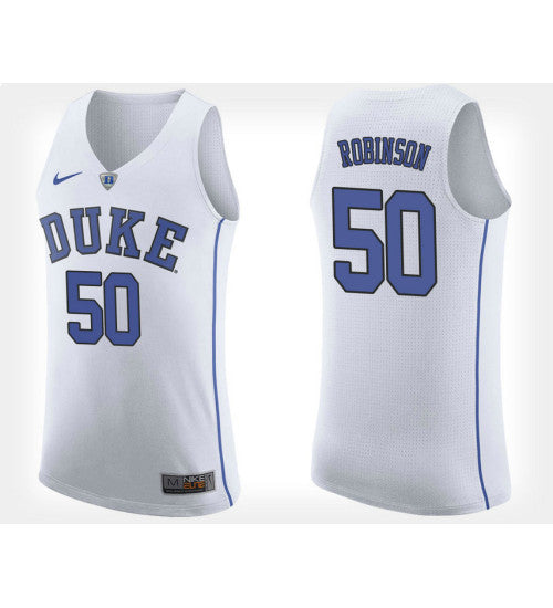Duke Blue Devils 50 Justin Robinson White Road College Basketball Jersey retro stitched fan jersey RTJ5578 image 1