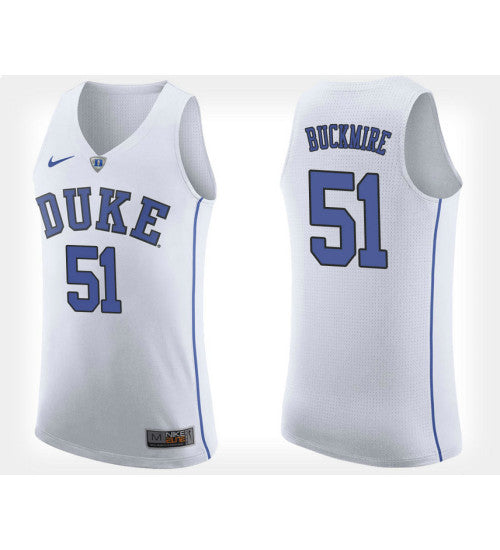 Duke Blue Devils 51 Mike Buckmire White Road College Basketball Jersey retro stitched fan jersey RTJ5572 image 1