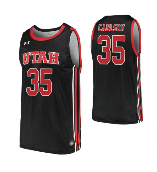 Utah Utes 35 En Carlson Black College Basketball Jersey retro stitched fan jersey RTJ7338 image 1