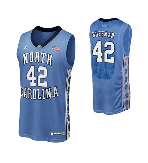 North Carolina Tar Heels 42 On Huffman Performace College Basketball Jersey Royal retro stitched fan jersey RTJ3104