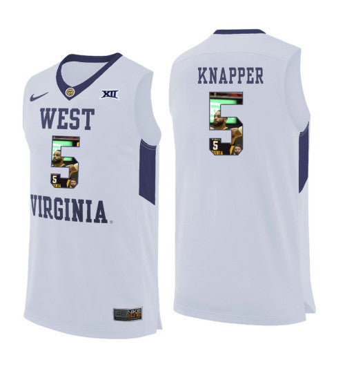 West Virginia Mountaineers 5 On Knapper College Basketball Jersey White 5754 retro stitched fan jersey RTJ6895 image 1
